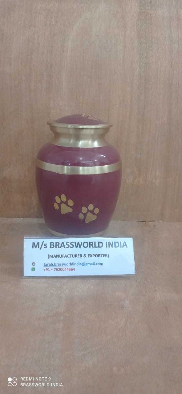 Brass Blue With Silver Pet Paw Pet Cremation Urn Funeral Supplies