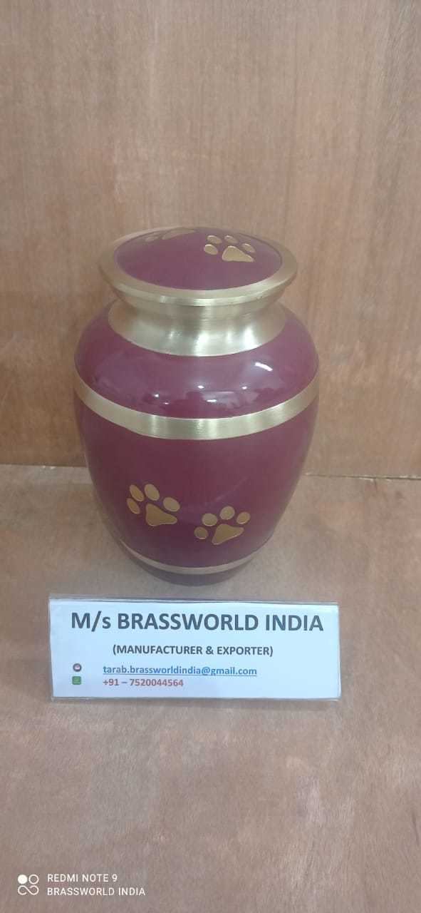 Brass Blue With Silver Pet Paw Pet Cremation Urn Funeral Supplies