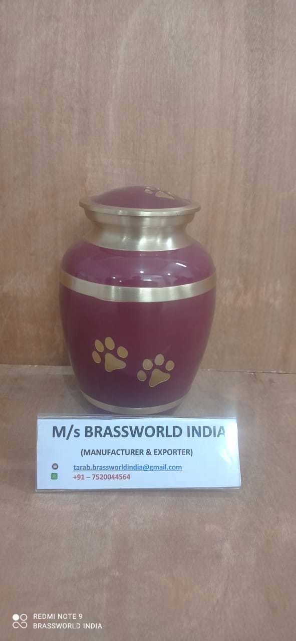 Brass Blue With Silver Pet Paw Pet Cremation Urn Funeral Supplies