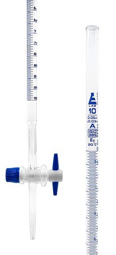Laboratory Burette - Borosilicate Glass, 12 Inch Length, Transparent Color | 50 ml Capacity, Pack of 20 Pieces