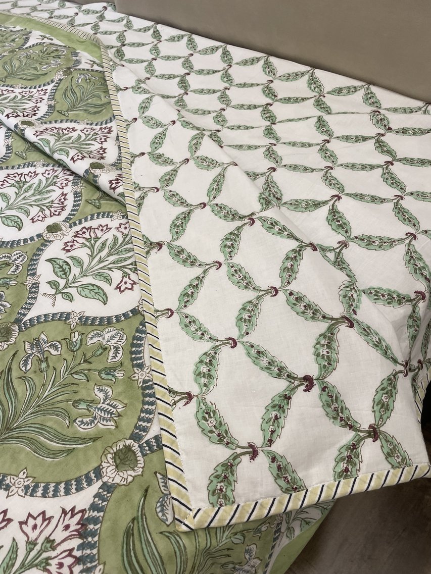 Hand Block Printed Dohar - Double Layered 100% Cotton, Single Bed 60x90 Inches & Double Bed 90x108 Inches, Ideal Gift With Custom Wrap Options