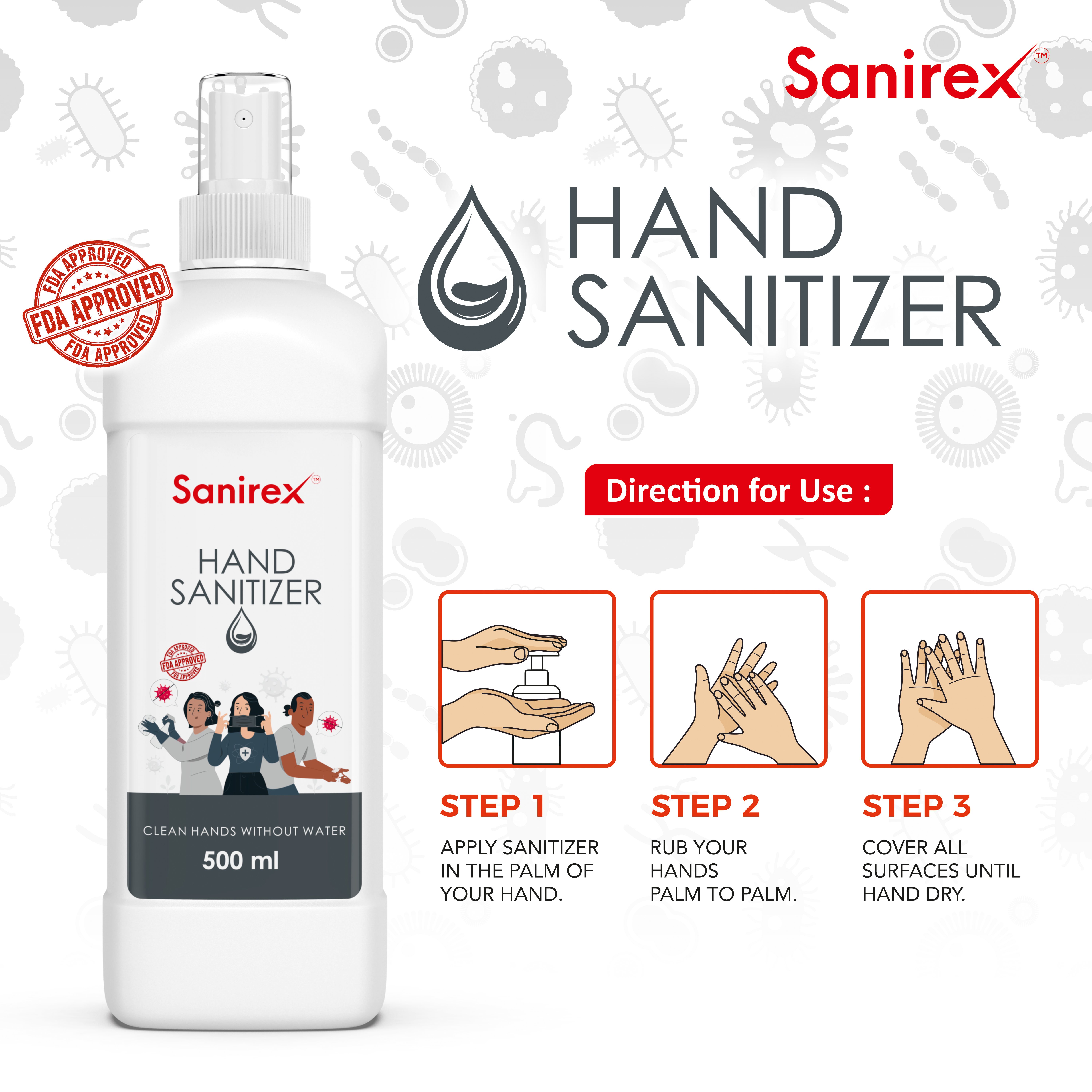 Hand Sanitizer - 500 Ml Isopropyl Alcohol Formula | Multi-use For All Ages, Ideal For Personal Care, Store In Dry Place, 18 Months Shelf Life