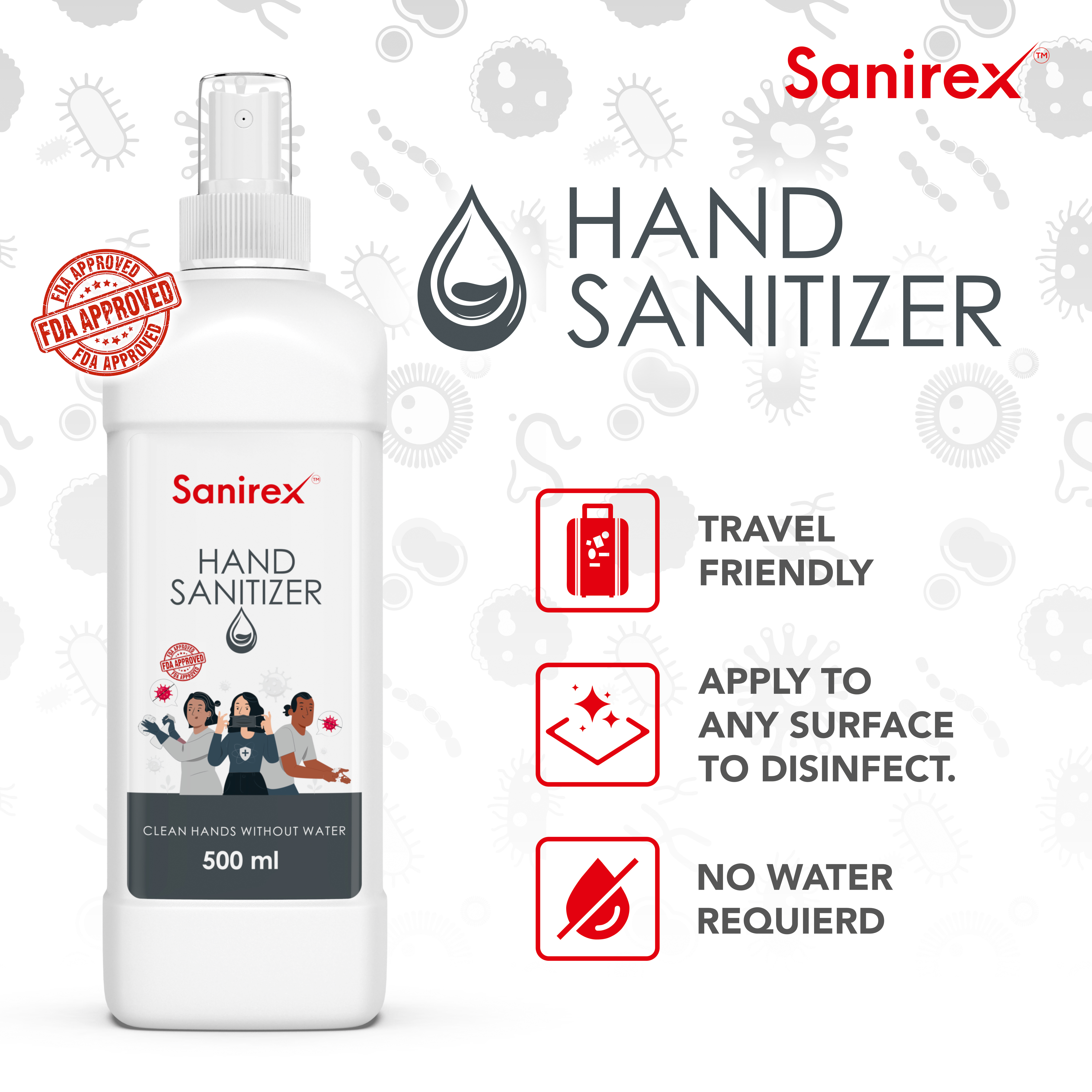 Hand Sanitizer - 500 Ml Isopropyl Alcohol Formula | Multi-use For All Ages, Ideal For Personal Care, Store In Dry Place, 18 Months Shelf Life