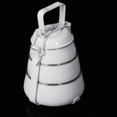 सफ़ेद रंग का पिरामिड लंच बॉक्स