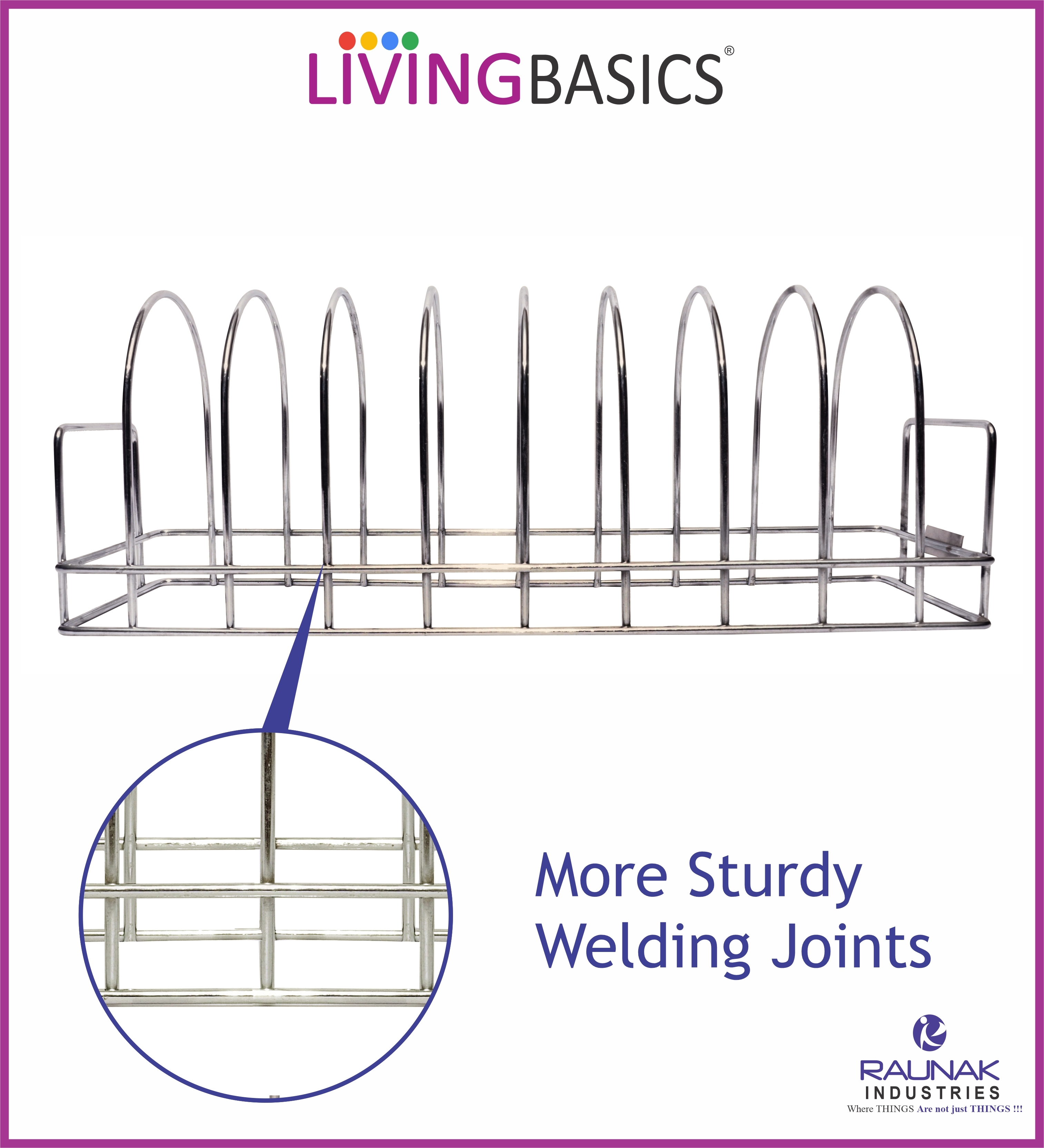 Ss Dish Racks - Stainless Steel, Small Size, Silver Color | 10 Storage Spaces Dish Stand, Stylish Kitchen Organizer For Pots And Bakeware