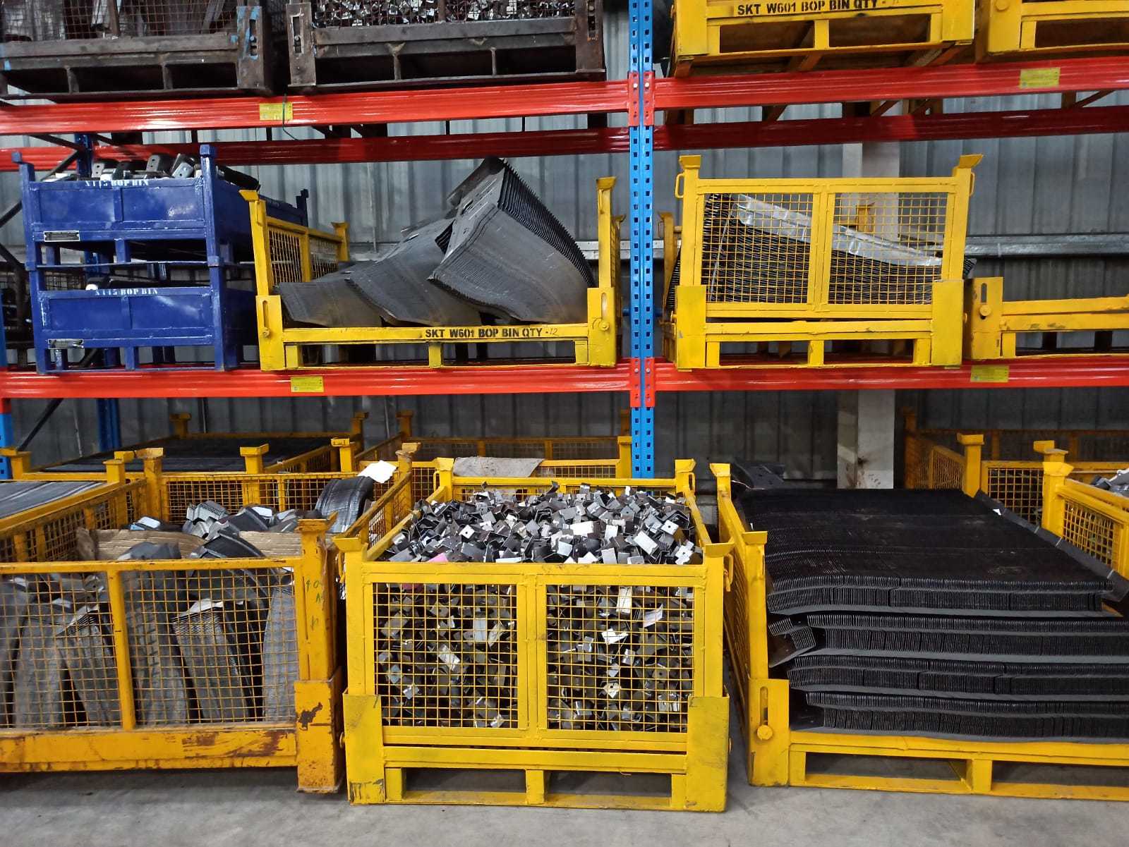 Heavy Duty Pallet Cage - Steel, 48" X 40" X 36", Yellow | 2000 Lbs Weight Capacity, Powder Coated Finish, 2 Shelves, Bolt-together Assembly