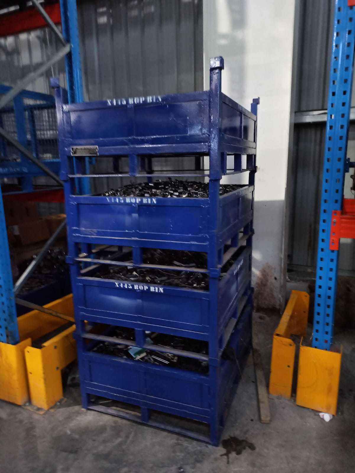 Heavy Duty Pallet Cage - Steel, 48" X 40" X 36", Yellow | 2000 Lbs Weight Capacity, Powder Coated Finish, 2 Shelves, Bolt-together Assembly