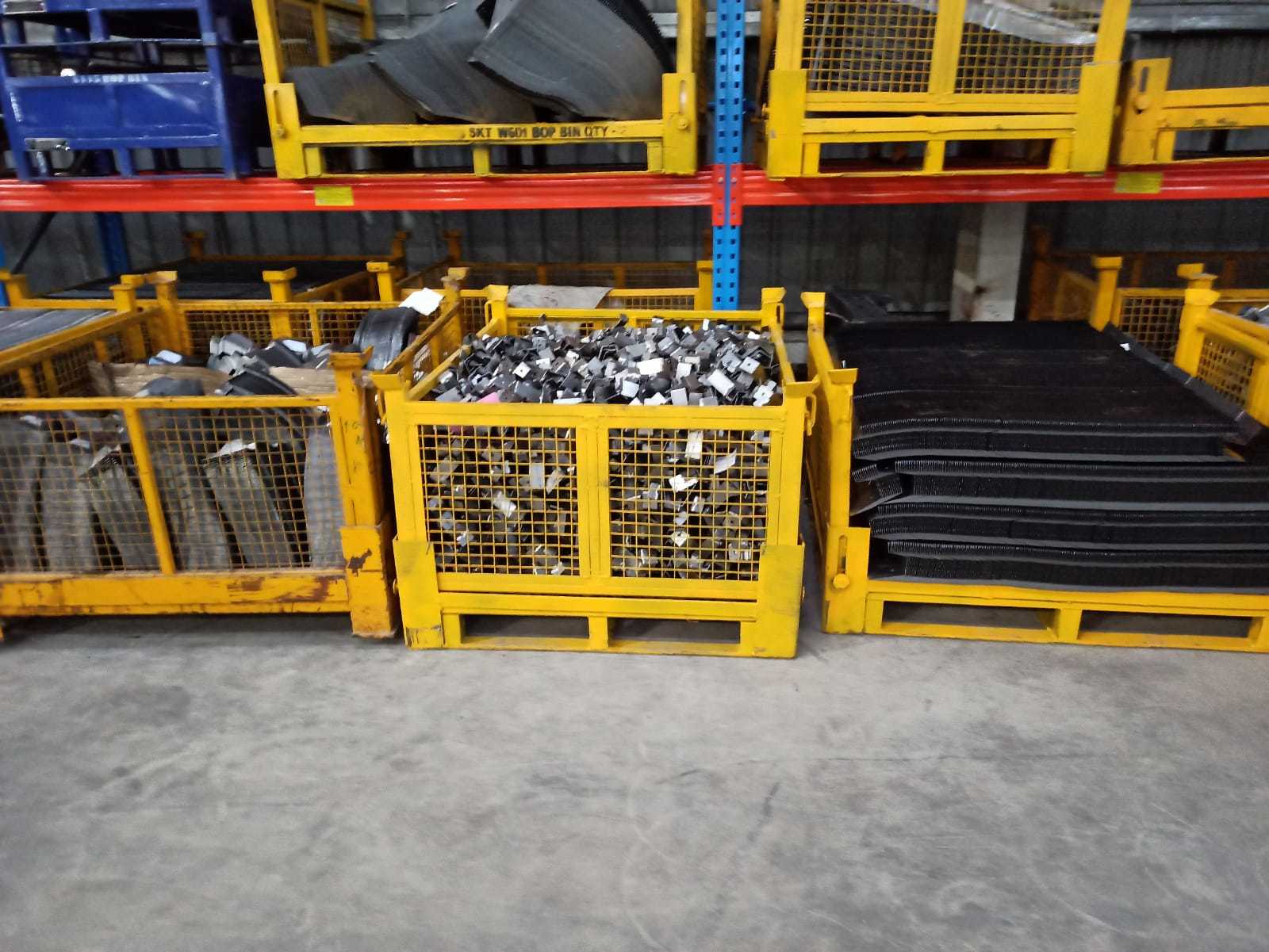 Heavy Duty Pallet Cage - Steel, 48" X 40" X 36", Yellow | 2000 Lbs Weight Capacity, Powder Coated Finish, 2 Shelves, Bolt-together Assembly