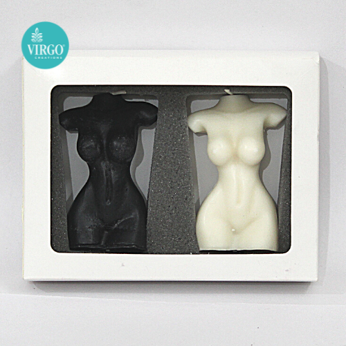 Lady Torso Body Figure Candle (Set Of 2) - Burning Time: 10-12 Hours