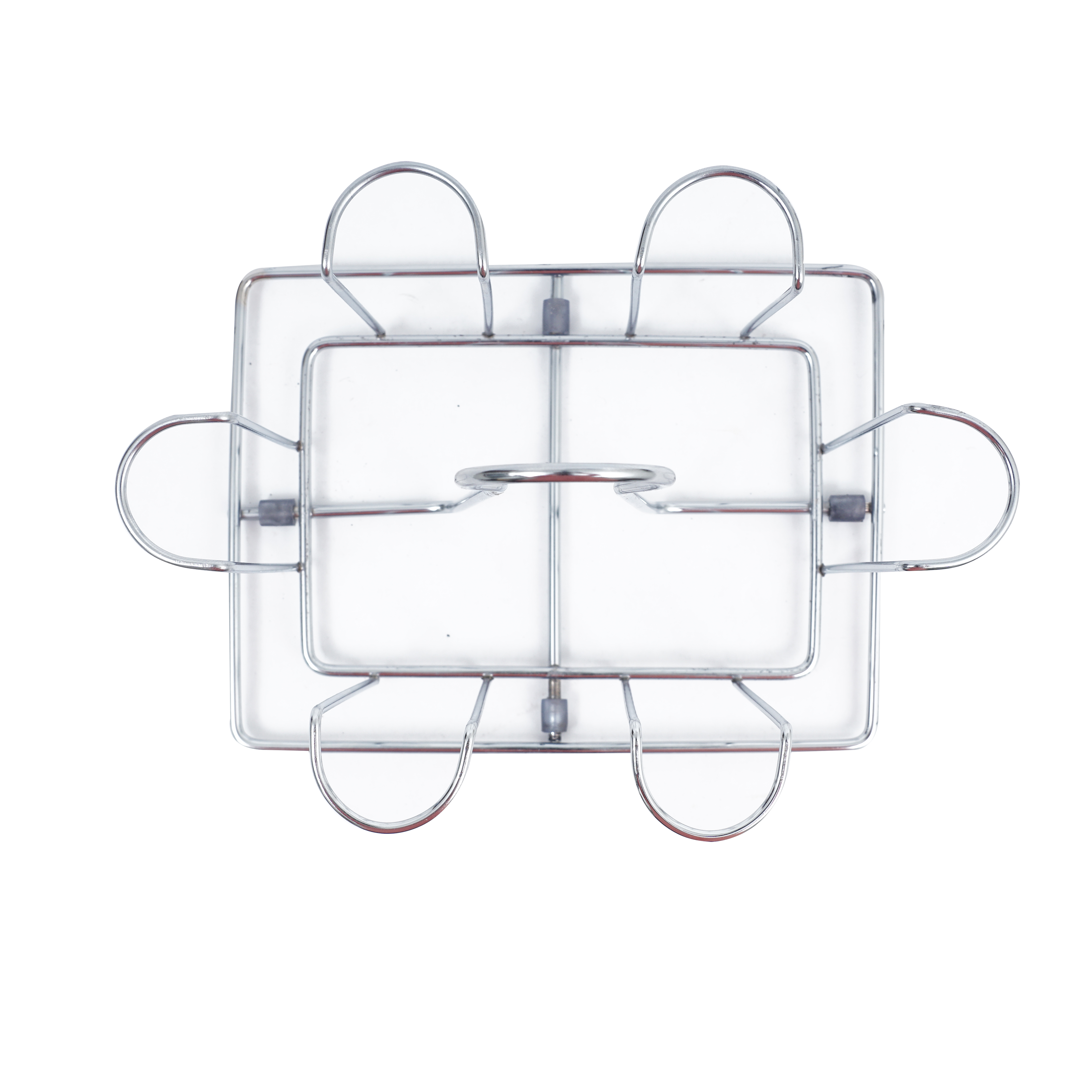 Stainless Steel Glass Stand - Set Of 2 For 12 Glasses | Easy To Carry, Effortless Cleaning, Square Design For Kitchen And Dining Table
