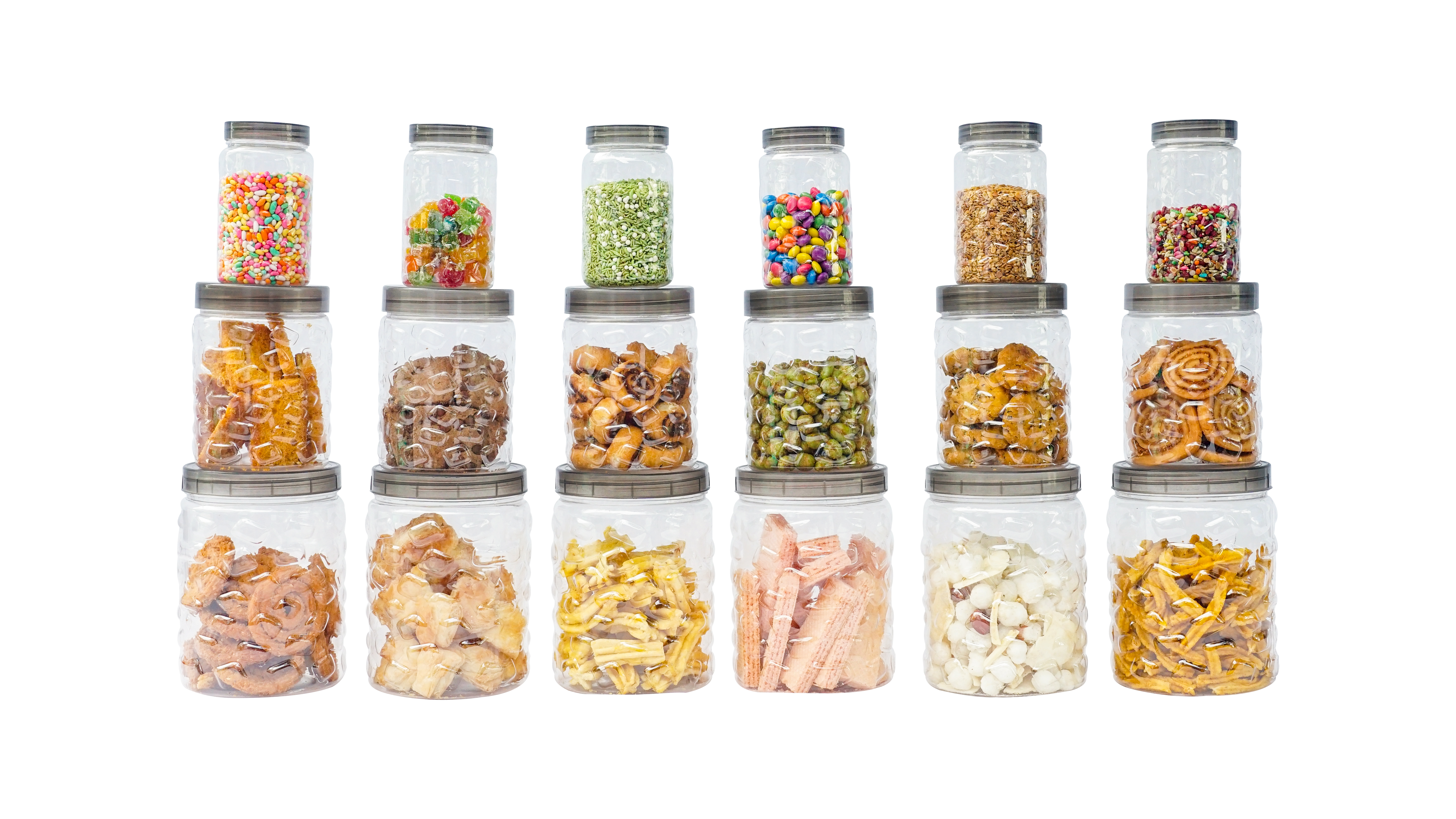 Kitchen Food Storage Containers - Plastic, Pack Of 18 (6 Small 300 Ml, 6 Medium 600 Ml, 6 Big 1200 Ml) | Airtight, Bpa Free, Transparent, Leakproof, Reusable Jars For Cereal, Spices, Snacks, And More