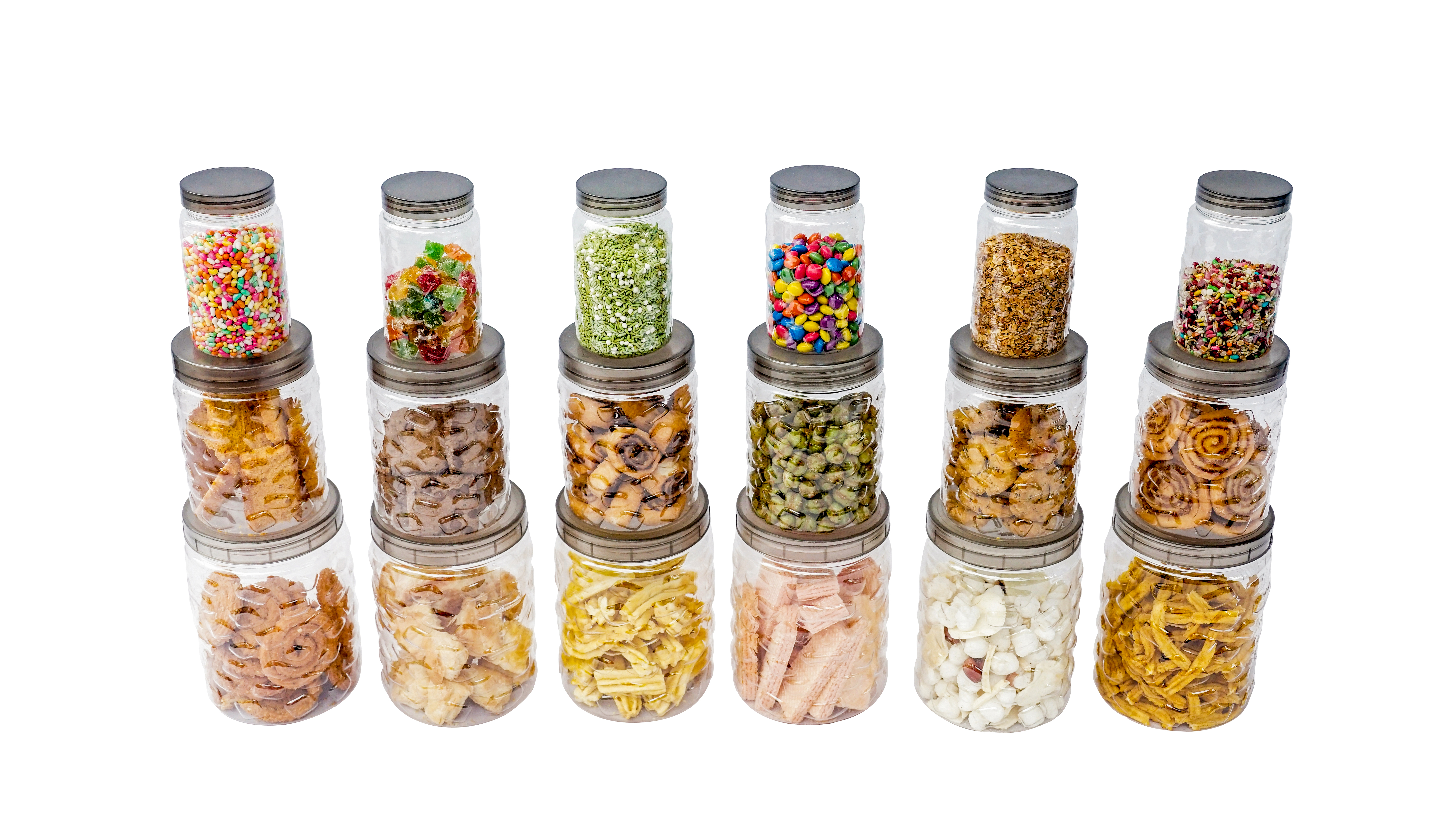 Kitchen Food Storage Containers - Plastic, Pack Of 18 (6 Small 300 Ml, 6 Medium 600 Ml, 6 Big 1200 Ml) | Airtight, Bpa Free, Transparent, Leakproof, Reusable Jars For Cereal, Spices, Snacks, And More