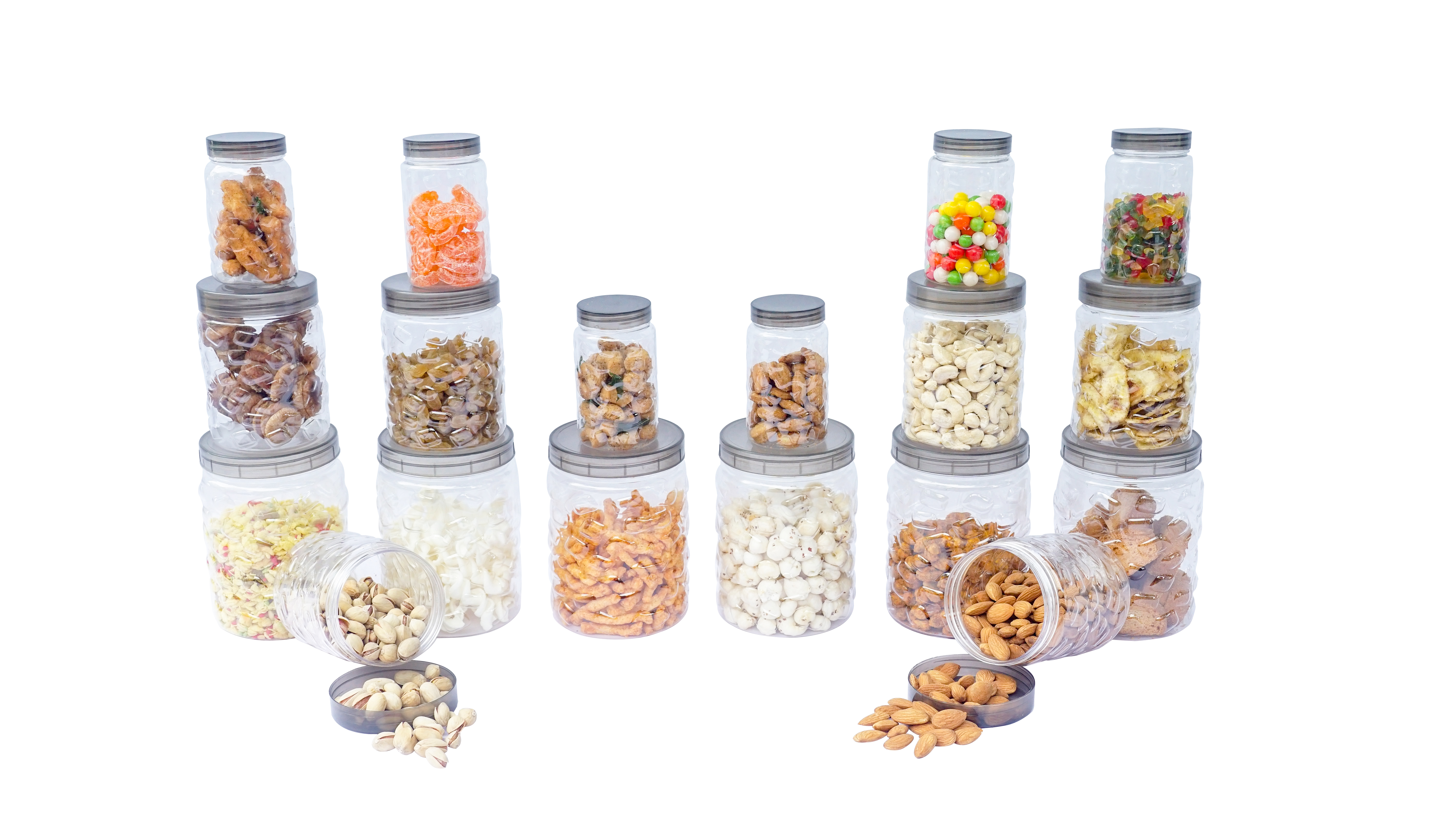 Kitchen Food Storage Containers - Plastic, Pack Of 18 (6 Small 300 Ml, 6 Medium 600 Ml, 6 Big 1200 Ml) | Airtight, Bpa Free, Transparent, Leakproof, Reusable Jars For Cereal, Spices, Snacks, And More