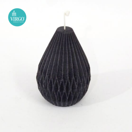 Origami Pear Candle - Handmade Soy Wax, 7.1x7.1x10cm, Grey | 12-15 Hours Burning Time, Dark & Stormy Fragrance, Elegant Home Decor