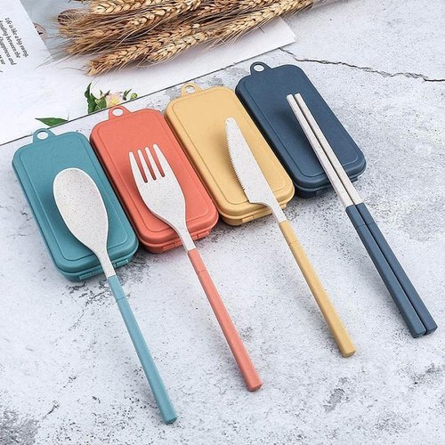 Folding Storage Box With Chopsticks, Fork, Spoon, Knife Set