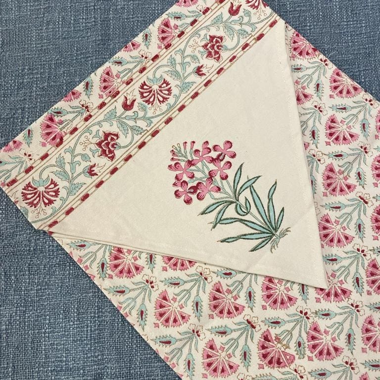Cotton Hand Block Printed Table Runner - 14x72 Inches, Multicolor Floral & Nature Design | Ethically Handcrafted, Easy To Wash, Perfect For Banquets, Home, And Weddings