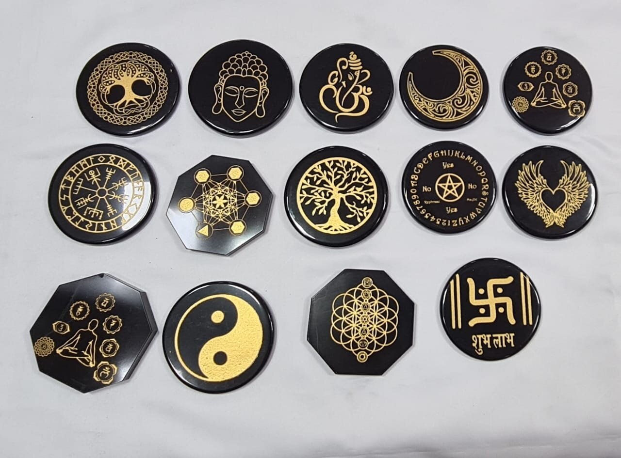 Crystal Stone Black Agate Plate - 3x3 Inch, Black Natural Agate | Good One Grade, Approx 150 To 200 Gram, Protective Healing Properties