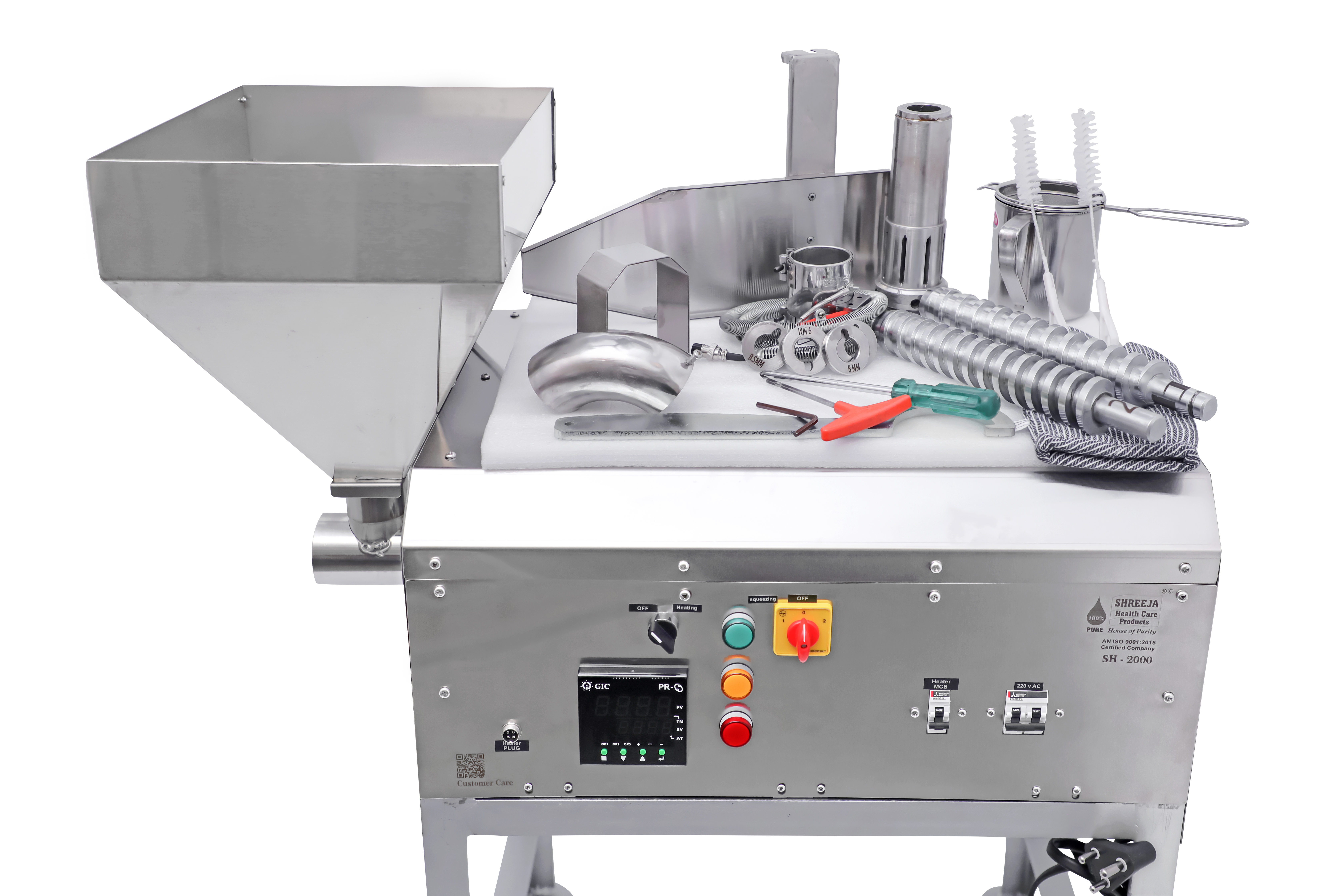 Oil Expeller Machine - Stainless Steel, 41x22x48 Inch, 2000 W Power, 20-25 Kg/hr Production Capacity, 1 Year Warranty, Automatic Control System