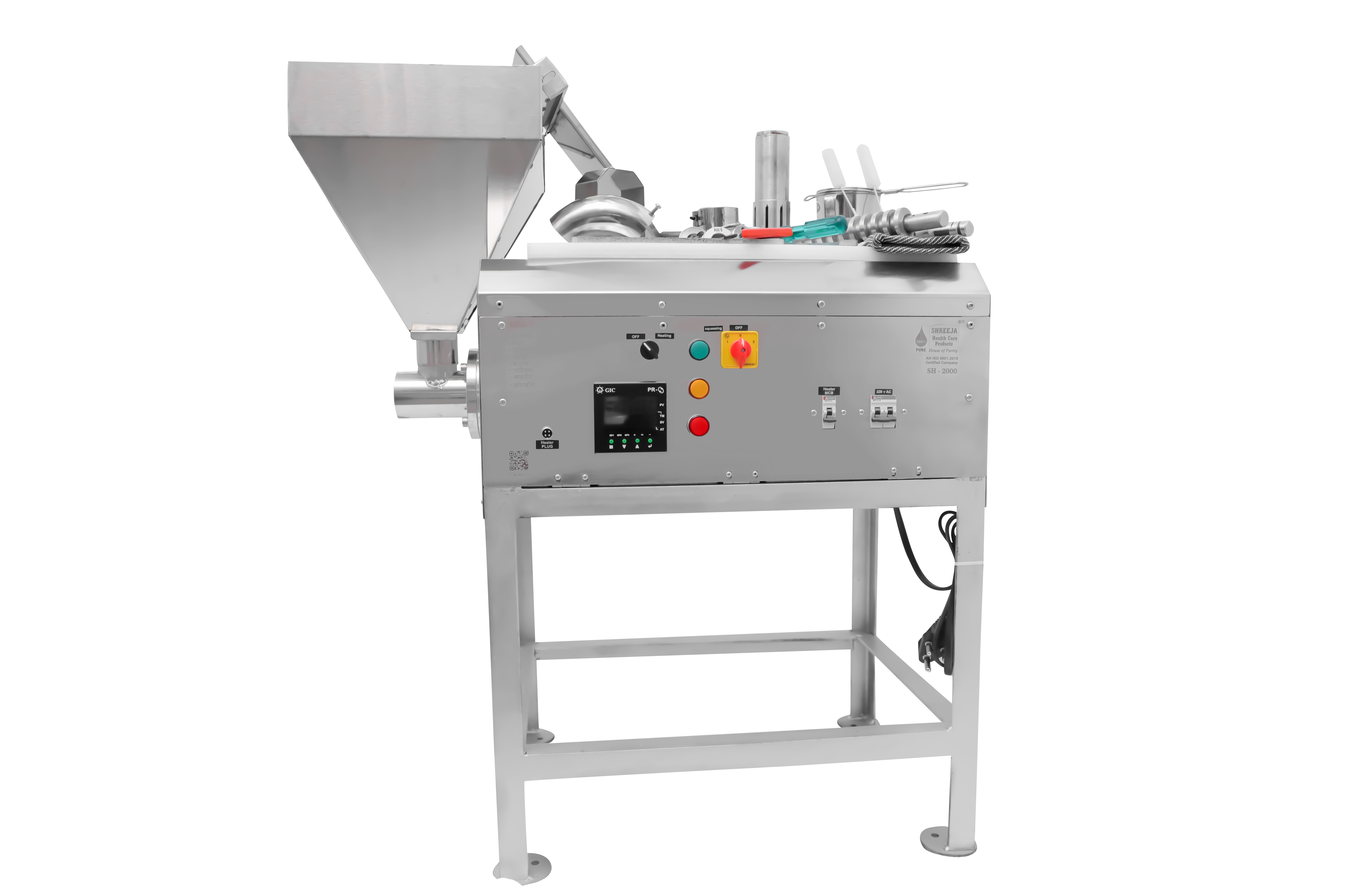 Oil Expeller Machine - Stainless Steel, 41x22x48 Inch, 2000 W Power, 20-25 Kg/hr Production Capacity, 1 Year Warranty, Automatic Control System