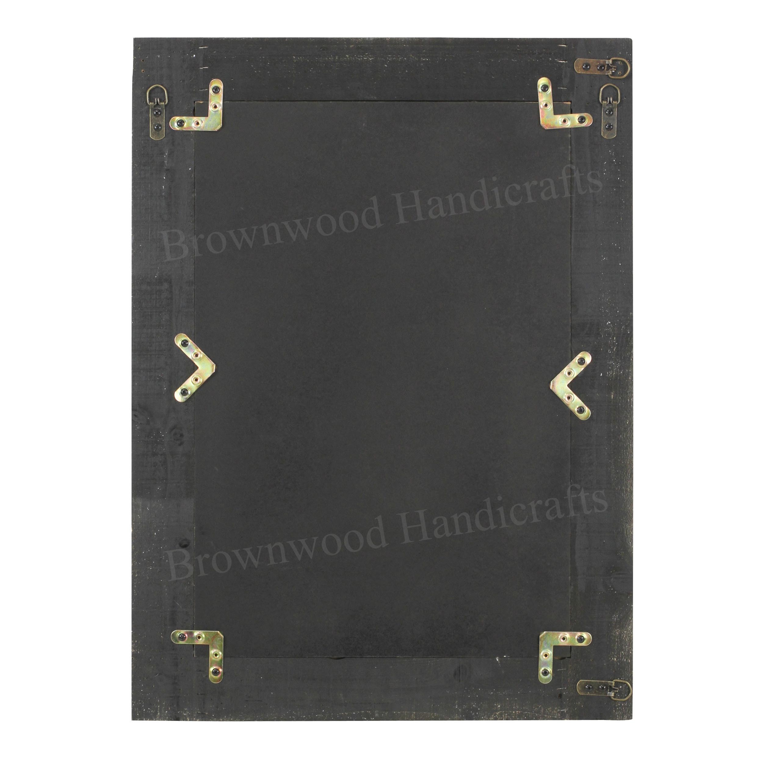 Antique Imitation Wooden Mirror Frame - 30x22 Inches, Beautiful Hand Carved Design For Home Decoration