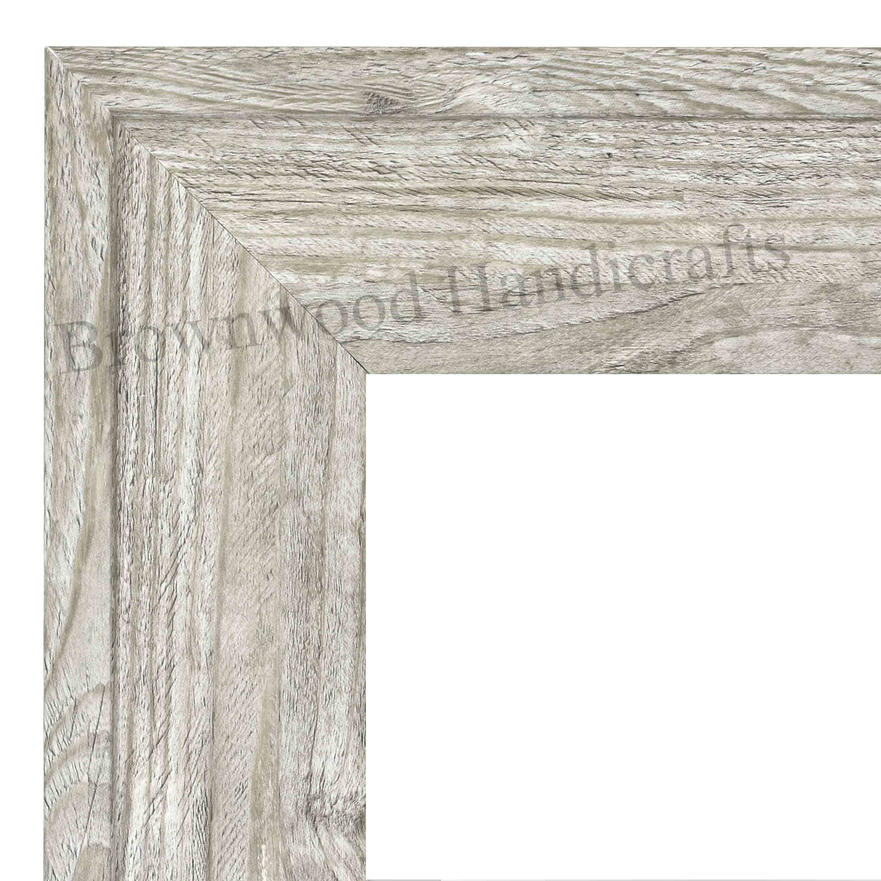 Hand Carved Wooden Mirror Frame - 33 X 27 Inches | Antique Imitation Style, Natural Pine Wood, Polished Finish