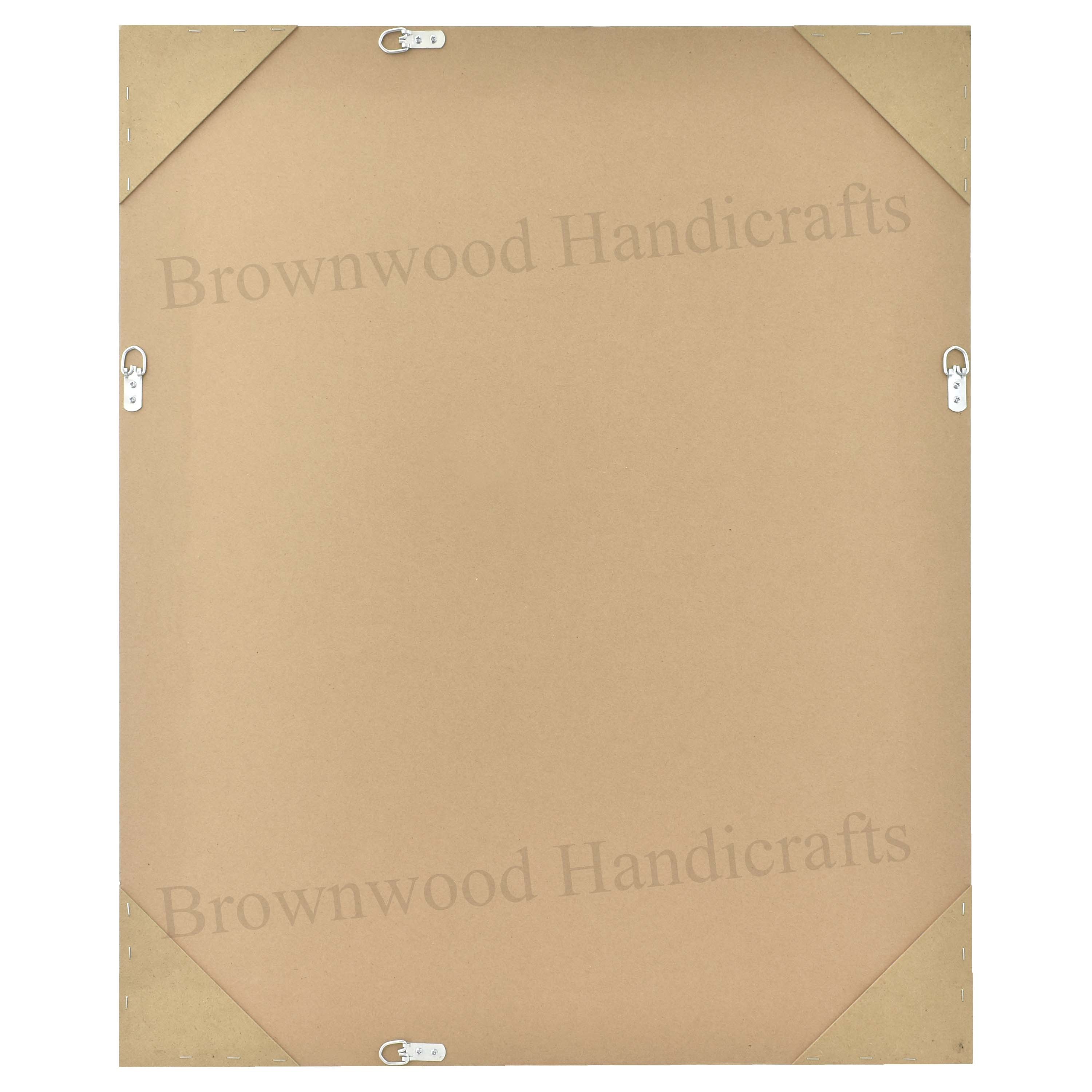 Hand Carved Wooden Mirror Frame - 33 X 27 Inches | Antique Imitation Style, Natural Pine Wood, Polished Finish