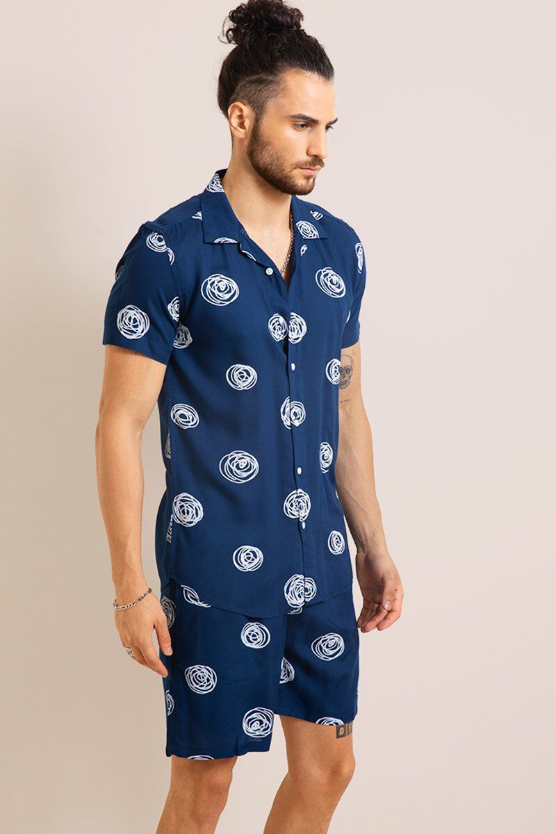 Men's Night Suit - Imported Stretchable Fabric Half Sleeve Shirt With Pocket And Free Size Shorts Breathable And Washable Design