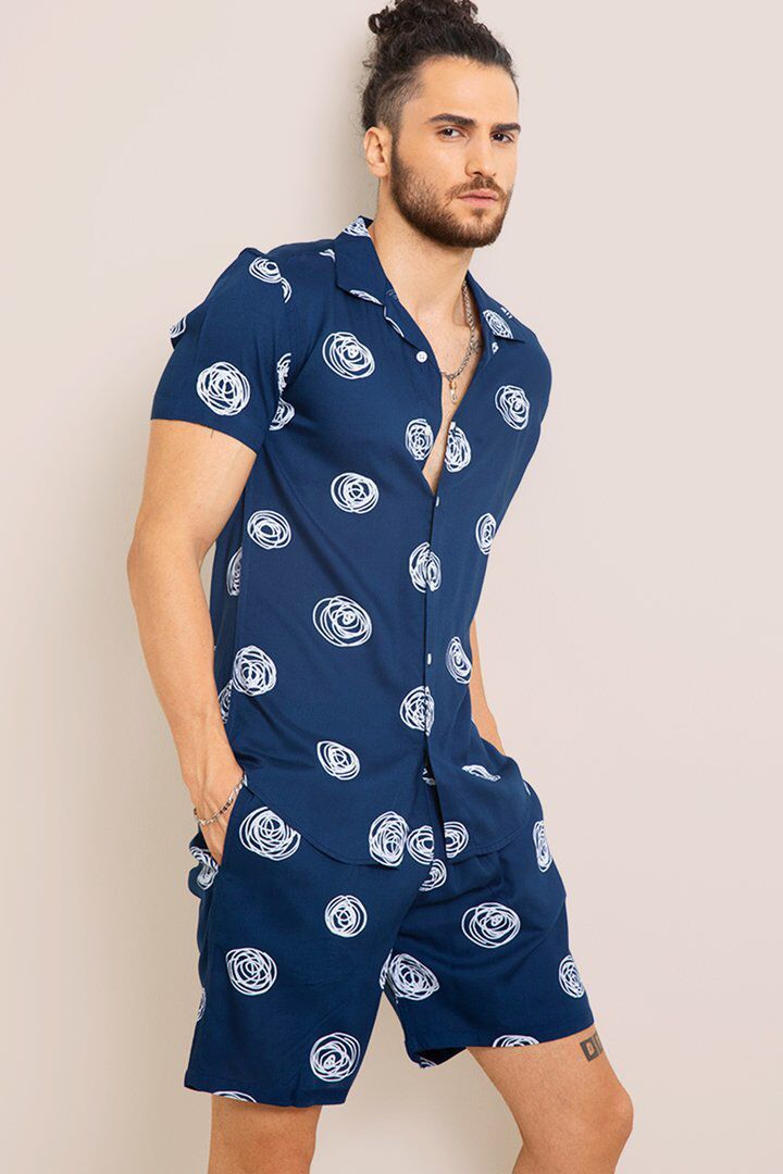 Men's Night Suit - Imported Stretchable Fabric Half Sleeve Shirt With Pocket And Free Size Shorts Breathable And Washable Design