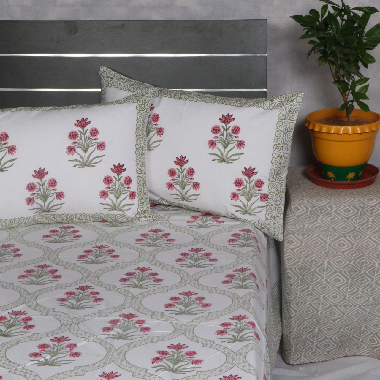 Multi Hanblock Printed Cotton Bedsheets