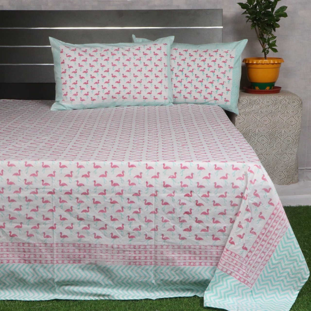 Multi Hanblock Printed Cotton Bedsheets
