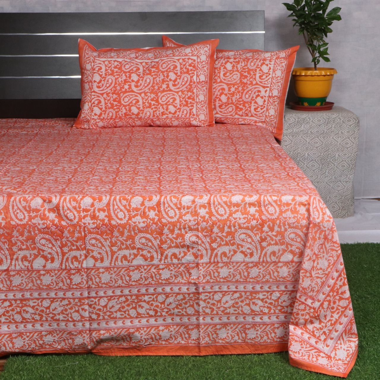 Multi Hanblock Printed Cotton Bedsheets