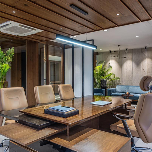 Corporate Office Interior Designing Services - Customizable Dimensions Wood And Metal Materials Various Finishes Sound-absorbing Acoustics Led Lighting High-quality Furniture Neutral Color Palette
