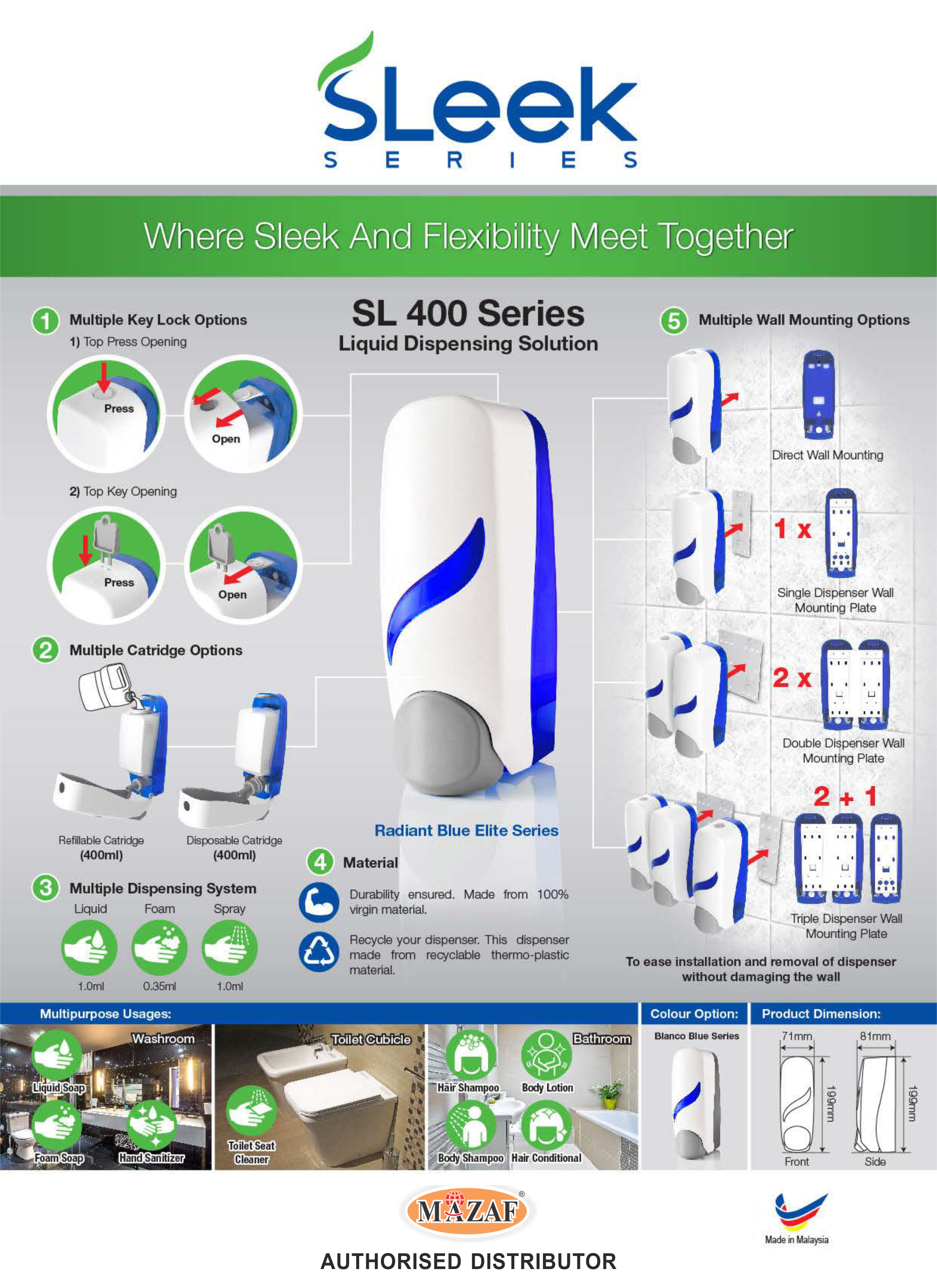 Sl-400 Liquid Dispensing System - Soap And Foam Dispenser - Color: White