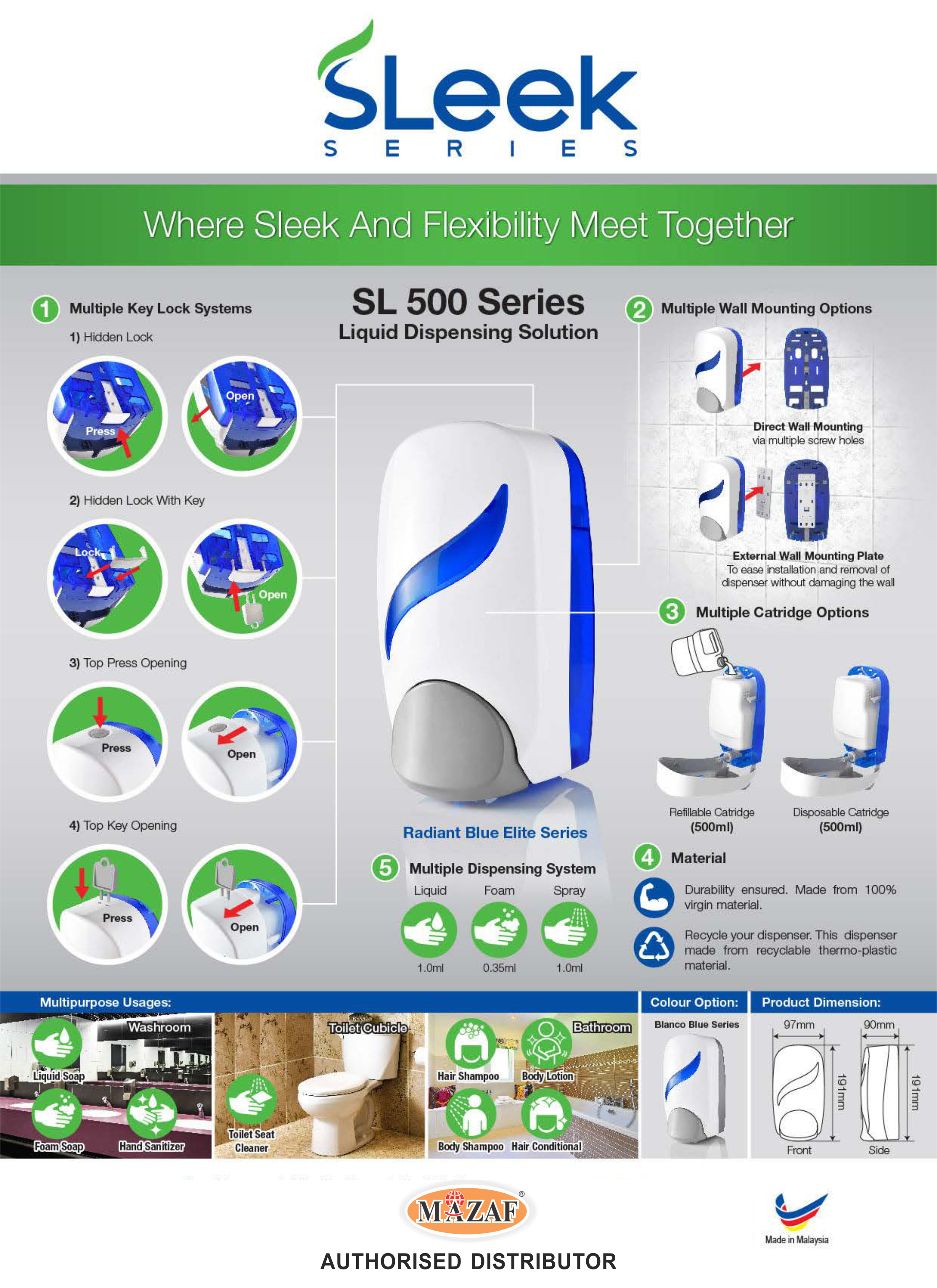Sl-500 Liquid Dispensing System - Soap And Foam Dispenser - Application: Home