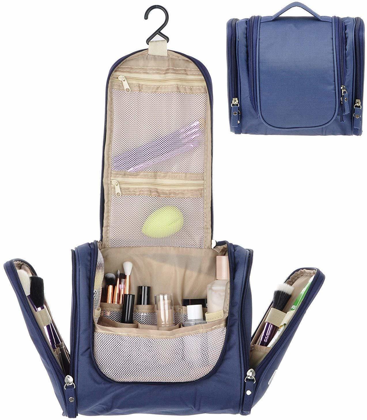 Canvas Toiletry Bag - 420d Nylon Oxford, 10.2 X 4.5 X 8.5 Inches | Durable Water-resistant Fabric, Multifunctional Hanging Hook, Multiple Compartments