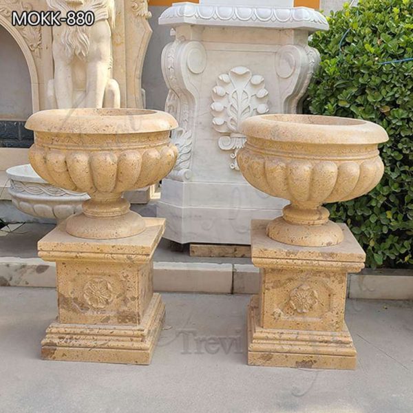 Brown Designer Marble Flower Pot