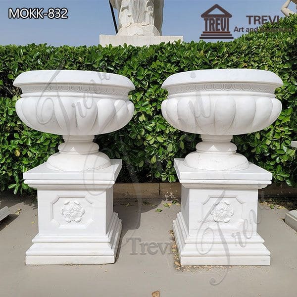 Brown Designer Marble Flower Pot