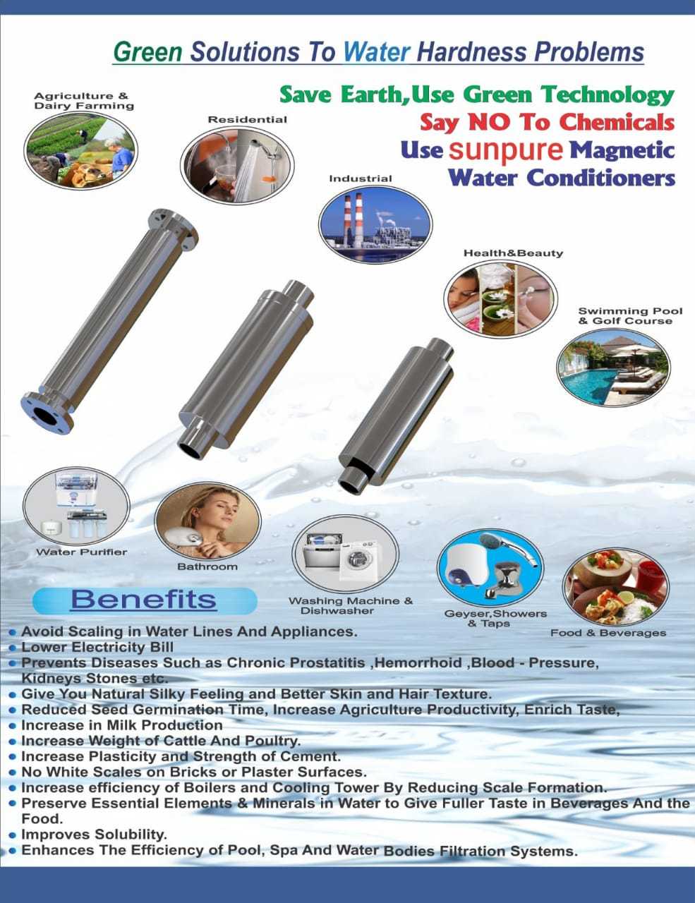 Magnetic Water Softener - Stainless Steel, Variable Dimensions, 150 Psi Pressure Rating | Inline Installation For Residential & Commercial Use
