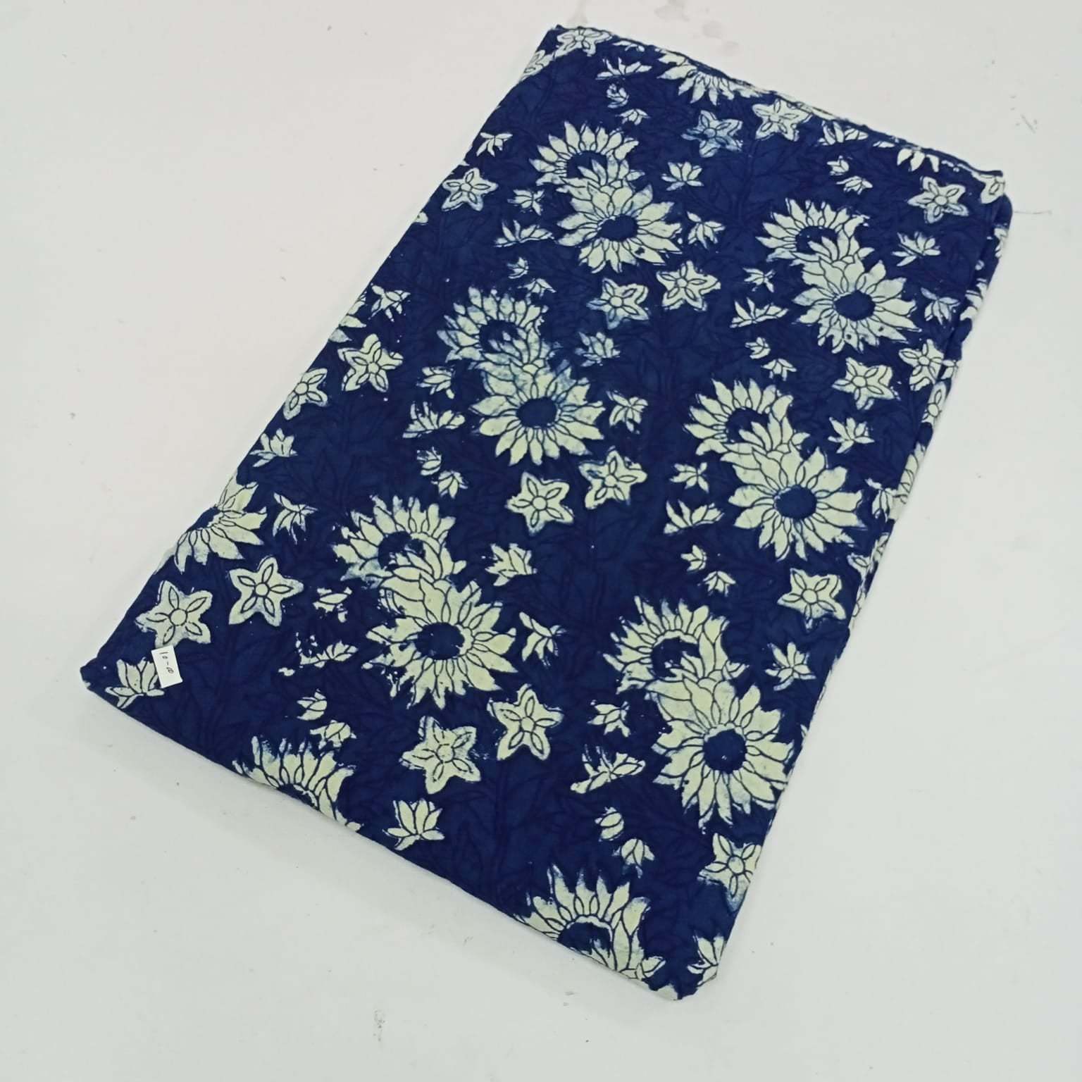 Hand Block Printed Cotton Fabric In Indigo Print - 100% Cotton, 44 Inches Wide, Gsm 80-100 | Washable, Soft Voile For Dress Making