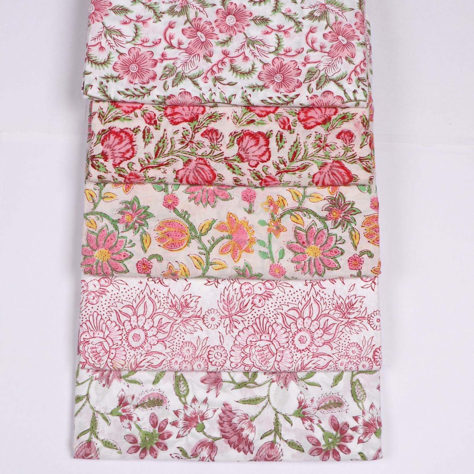 Hand Block Printed Cotton Camric Fabrics - 100% Cotton, 44 Inch Width, Multi Color | Washable, Soft Voile, Ideal For Dress Making