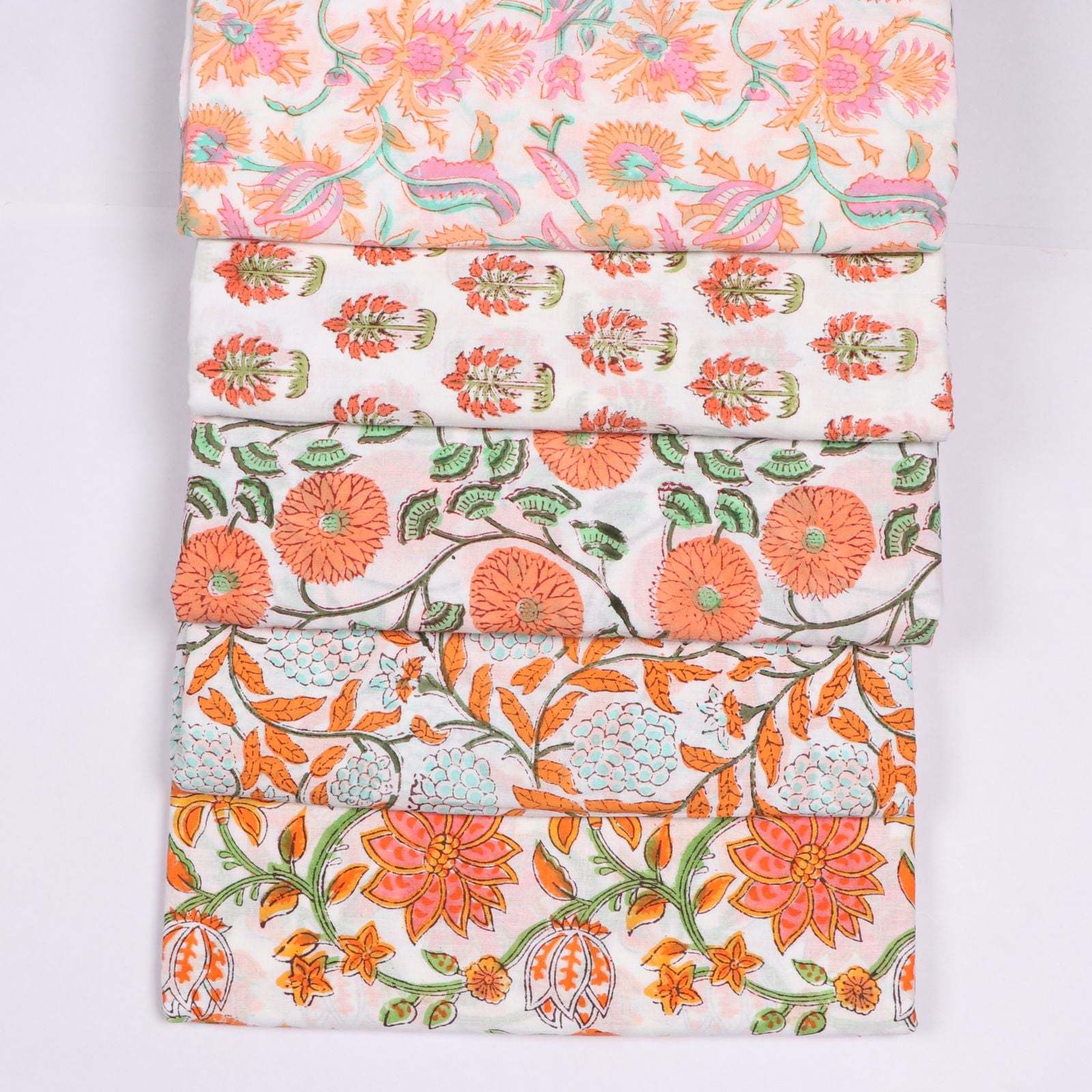 Hand Block Printed Cotton Camric Fabrics - 100% Cotton, 44 Inch Width, Multi Color | Washable, Soft Voile, Ideal For Dress Making