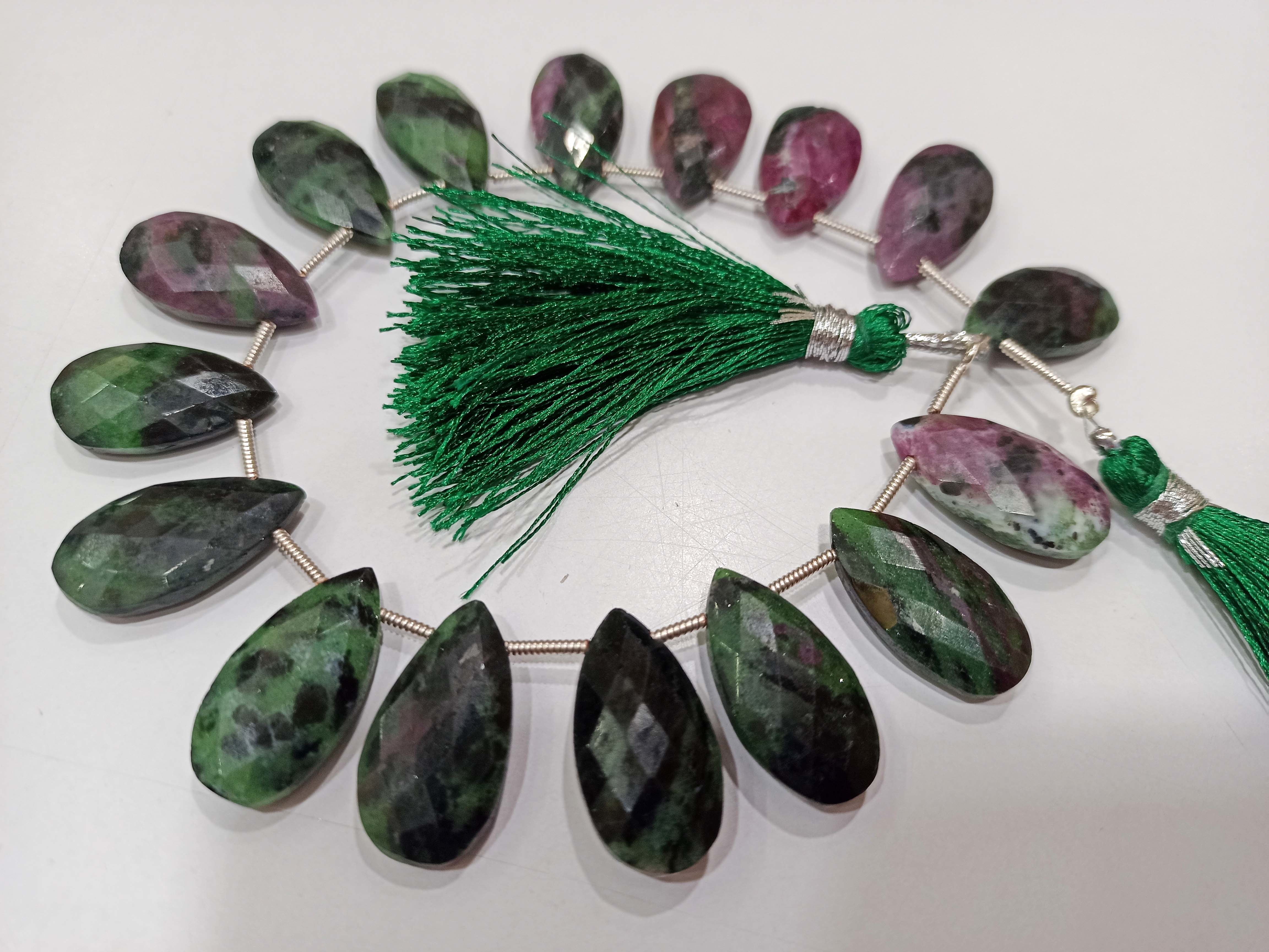 Natural Ruby Zoisite Pear Shape Briolette 10x20mm Beads