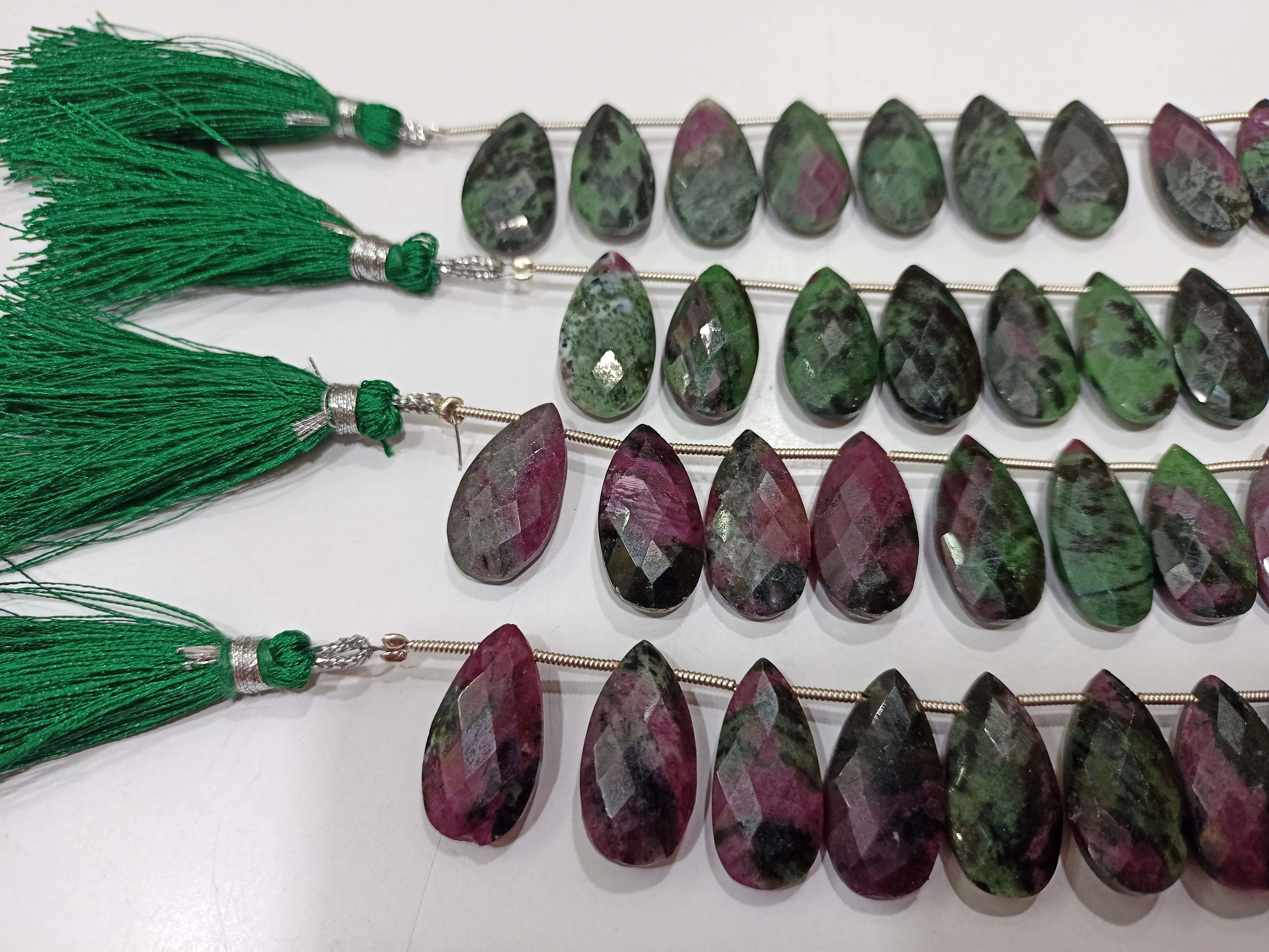 Natural Ruby Zoisite Pear Shape Briolette 10x20mm Beads