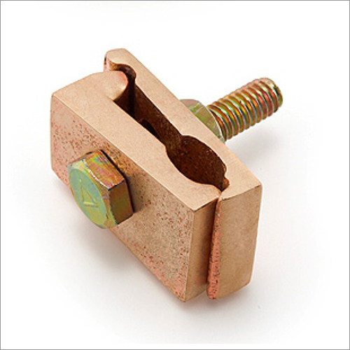 Tower Earth Clamp - Copper, 50x30x20 mm, M6 Bolt Size | Clamping Range 10-25 mm, Electroplated Finish, Connects Lead to Earth Rod
