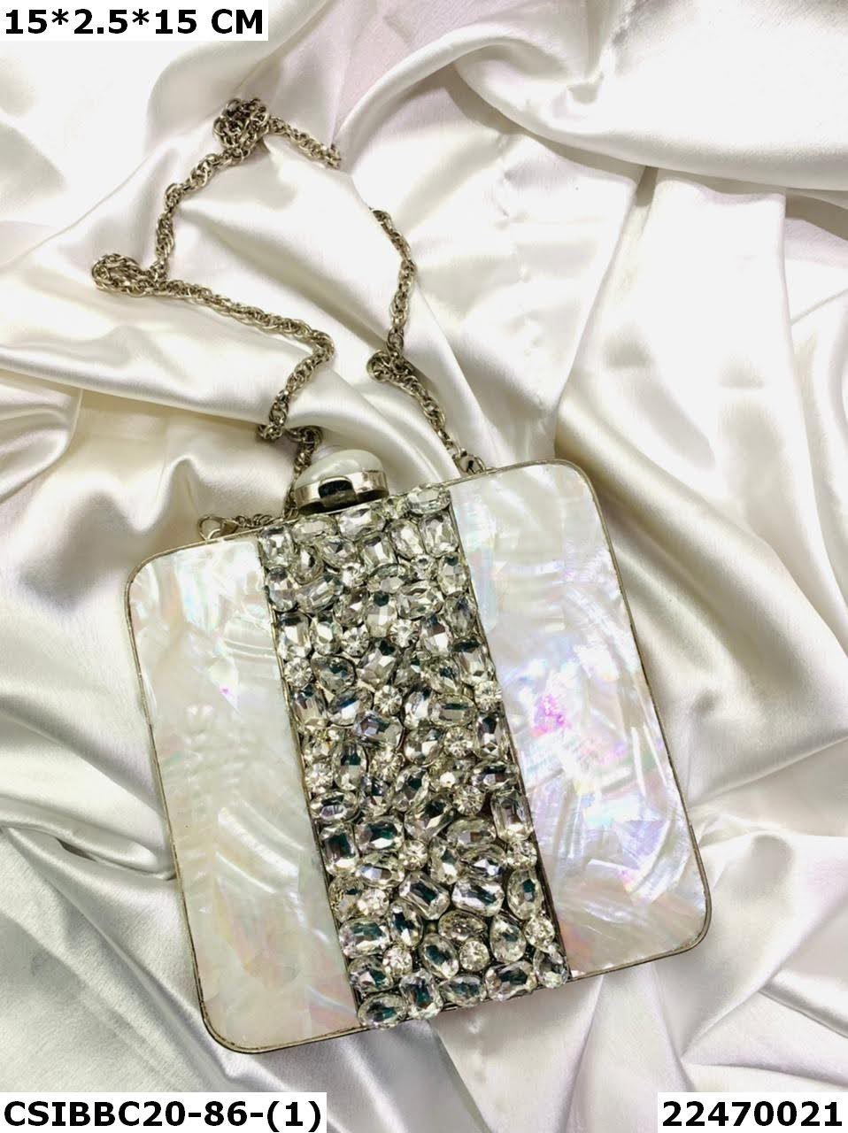 Multi Handcrafted Brass Mother Of Pearl Clutch