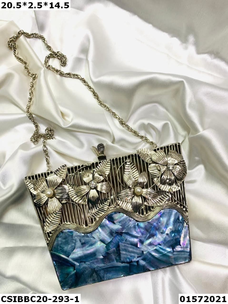 Multi Brass Mother Of Pearl Handmade Clutch