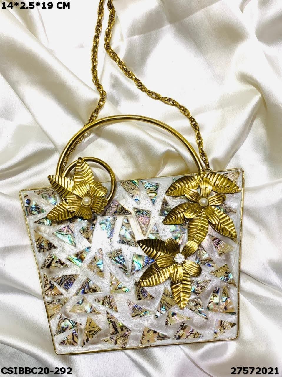 Multi Brass Mother Of Pearl Handmade Clutch