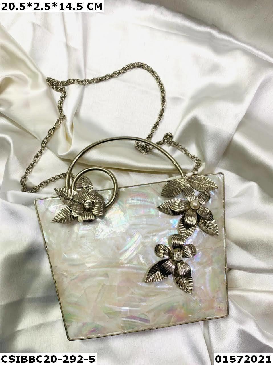 Multi Brass Mother Of Pearl Handmade Clutch
