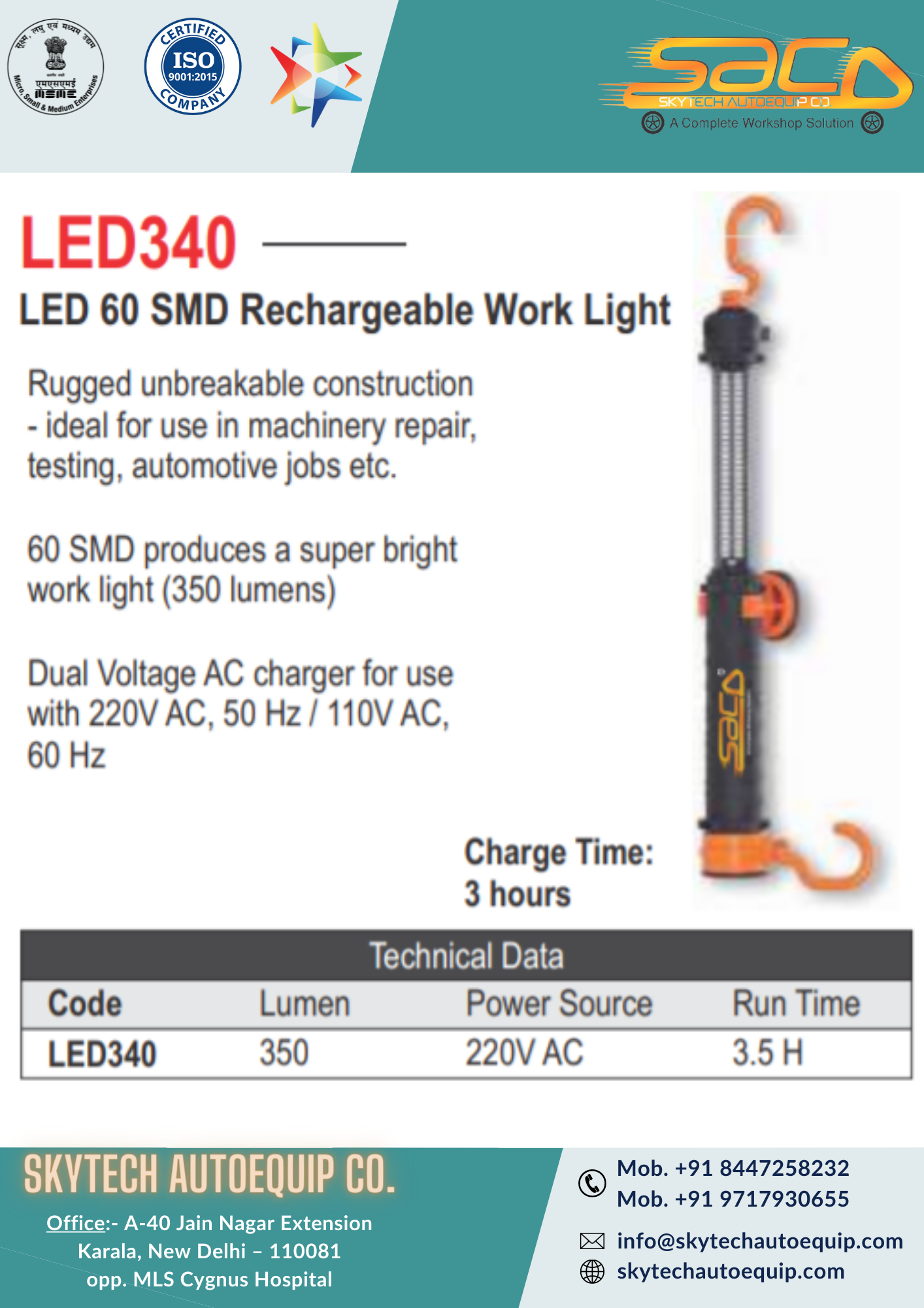 Car Bumper Led 60 Smd Rechargeable Work Light