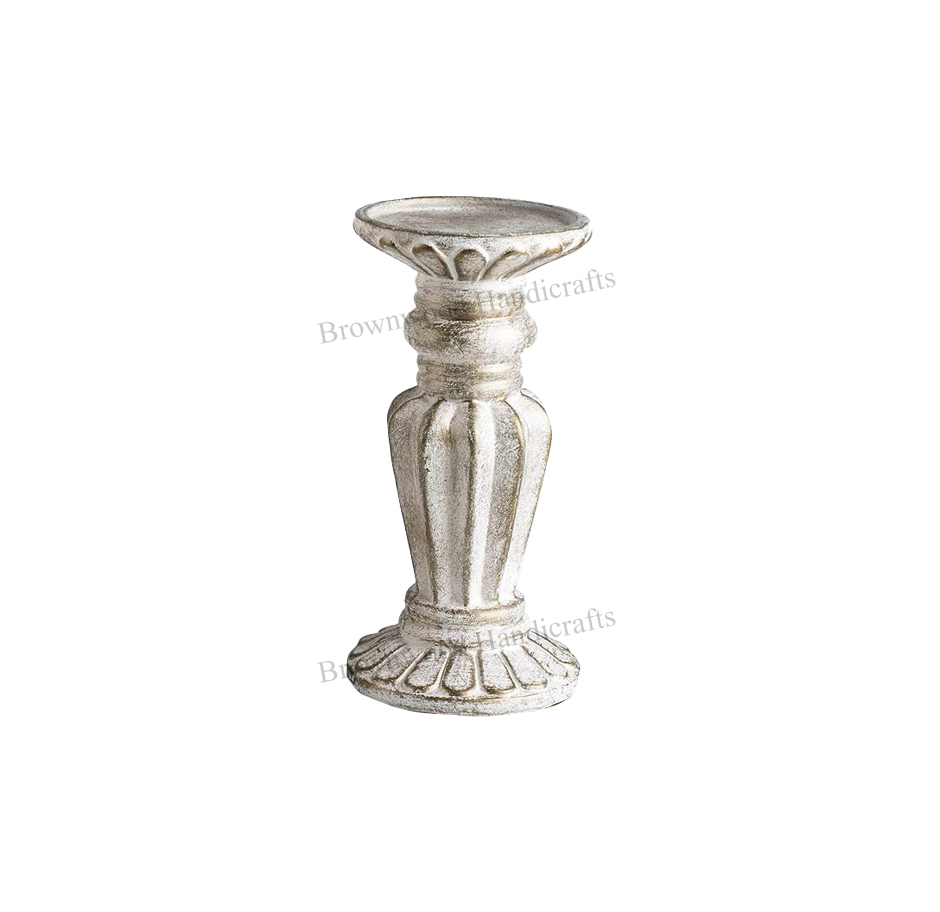 Carving Wooden Candle Holder Set Of 3